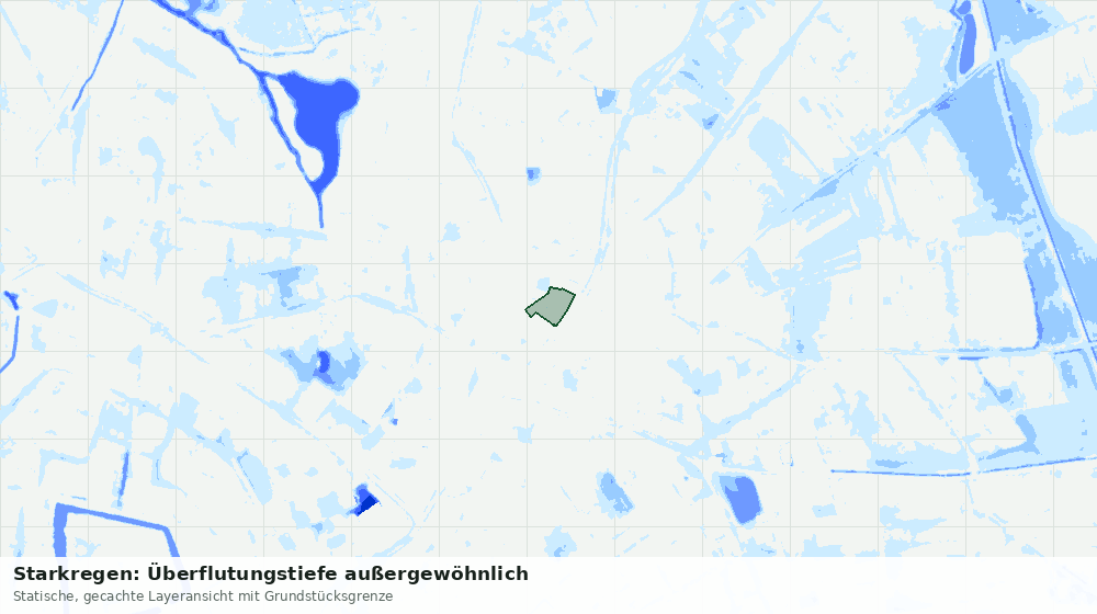 Statische Kartenansicht: Starkregen: Überflutungstiefe außergewöhnlich
