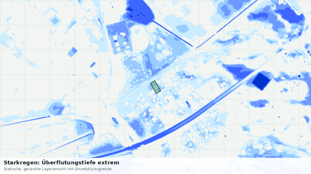 Statische Kartenansicht: Starkregen: Überflutungstiefe extrem