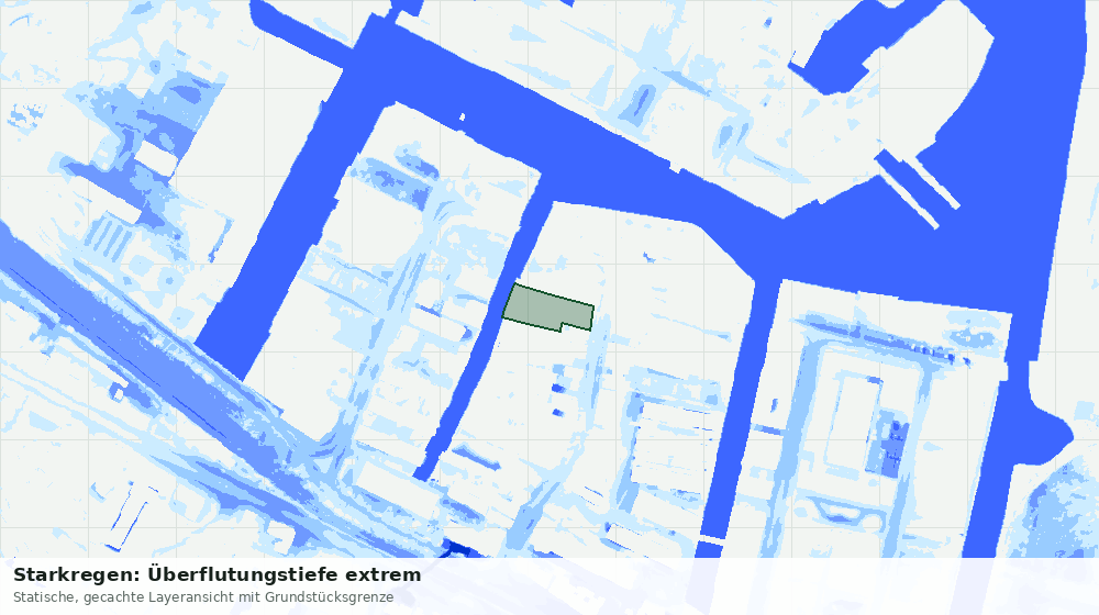 Statische Kartenansicht: Starkregen: Überflutungstiefe extrem