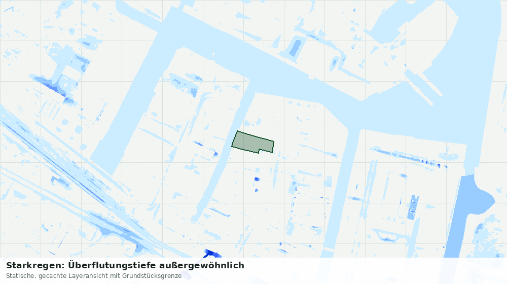 Statische Kartenansicht: Starkregen: Überflutungstiefe außergewöhnlich
