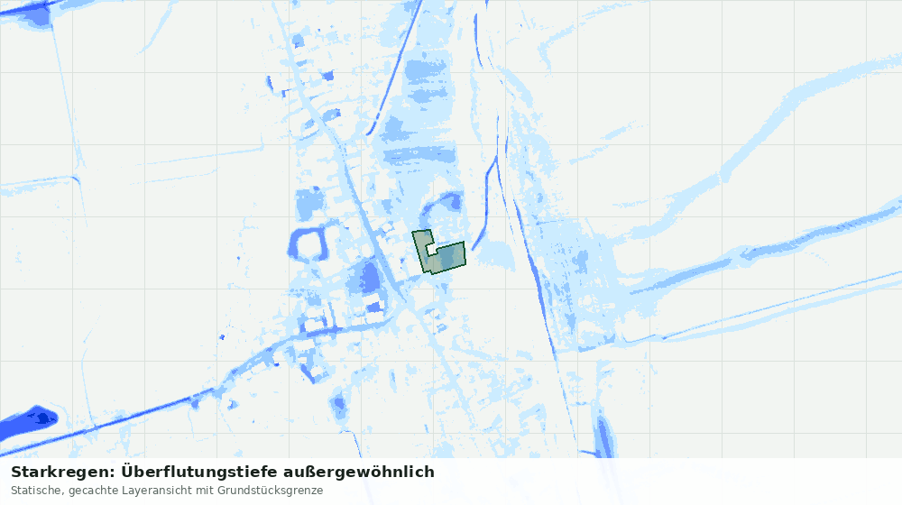 Statische Kartenansicht: Starkregen: Überflutungstiefe außergewöhnlich