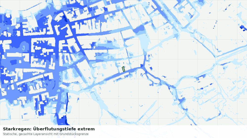 Statische Kartenansicht: Starkregen: Überflutungstiefe extrem