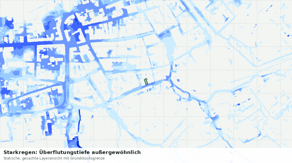 Statische Kartenansicht: Starkregen: Überflutungstiefe außergewöhnlich