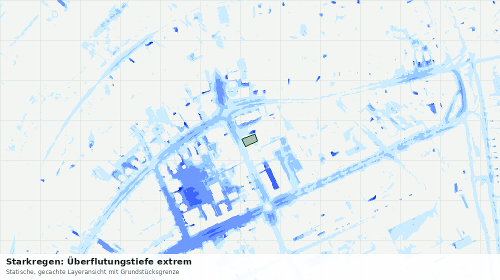 Statische Kartenansicht: Starkregen: Überflutungstiefe extrem