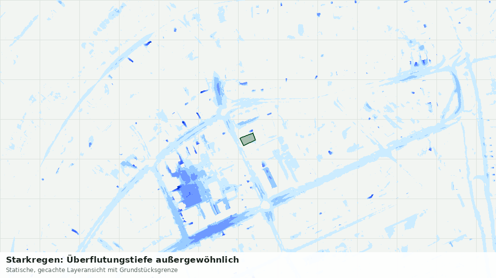 Statische Kartenansicht: Starkregen: Überflutungstiefe außergewöhnlich