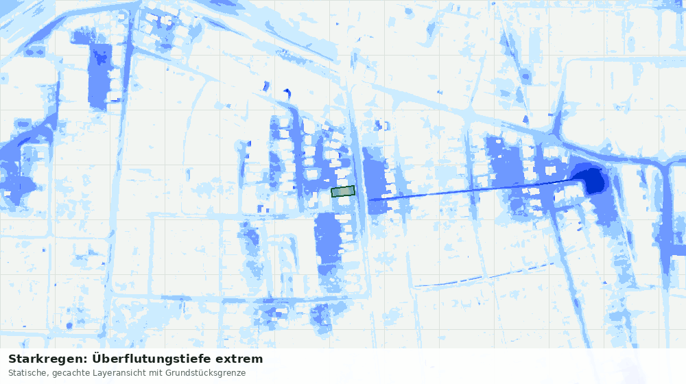 Statische Kartenansicht: Starkregen: Überflutungstiefe extrem