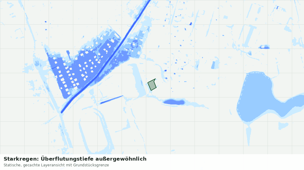 Statische Kartenansicht: Starkregen: Überflutungstiefe außergewöhnlich