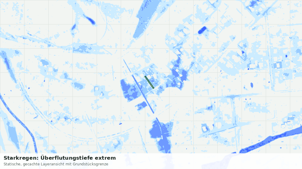 Statische Kartenansicht: Starkregen: Überflutungstiefe extrem