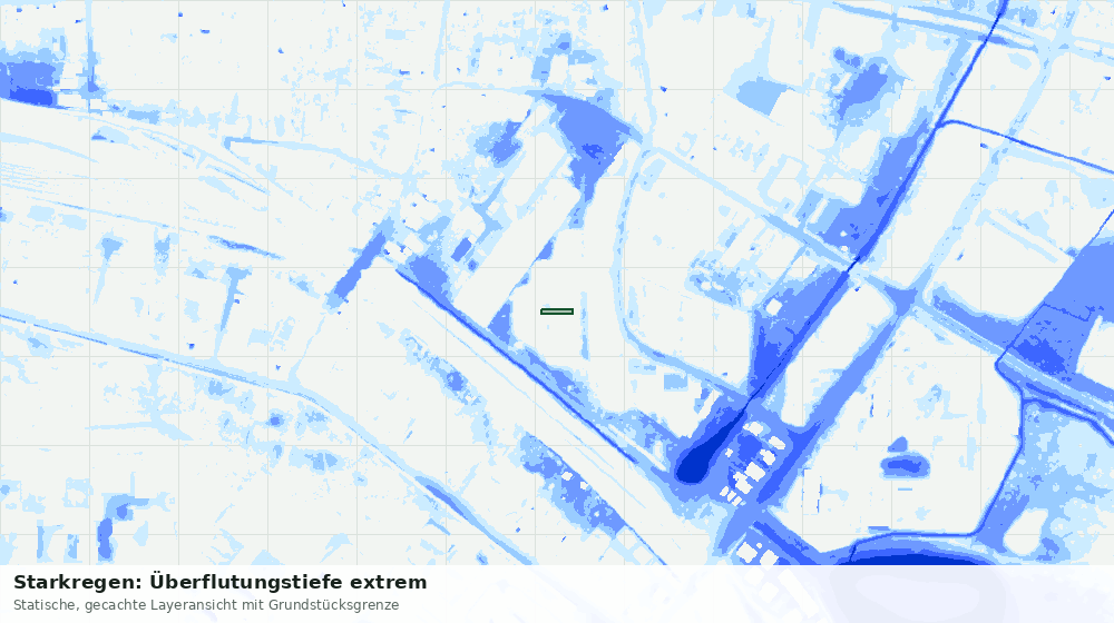Statische Kartenansicht: Starkregen: Überflutungstiefe extrem