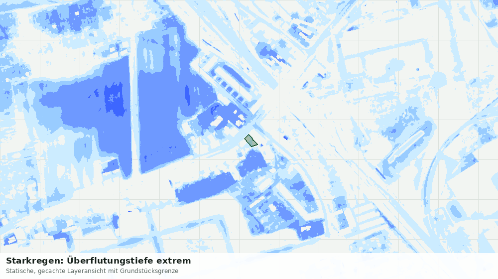 Statische Kartenansicht: Starkregen: Überflutungstiefe extrem