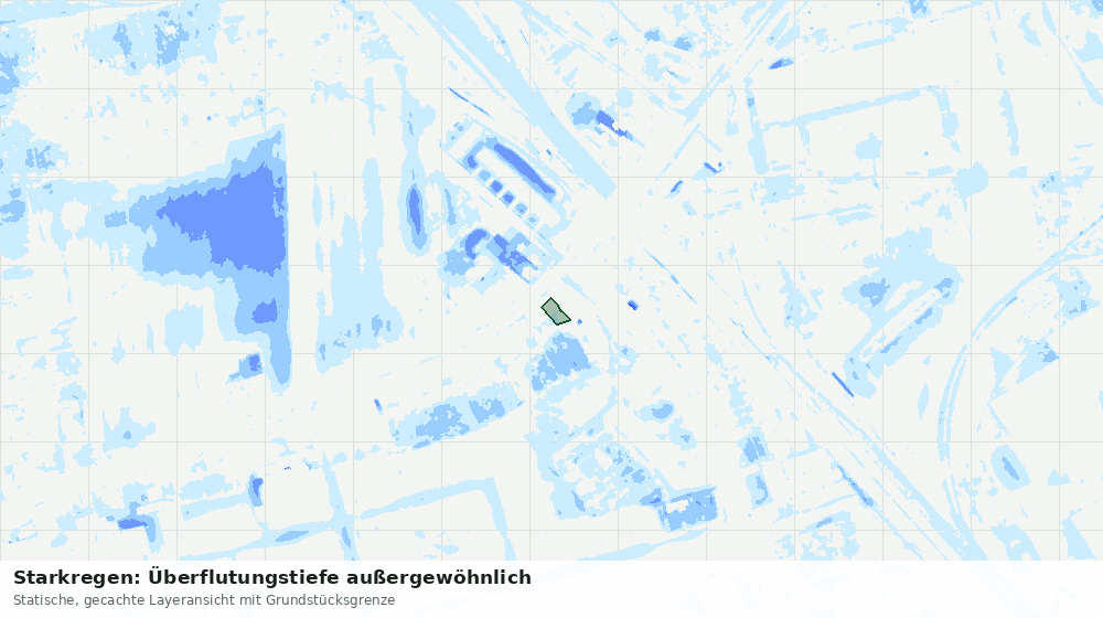 Statische Kartenansicht: Starkregen: Überflutungstiefe außergewöhnlich