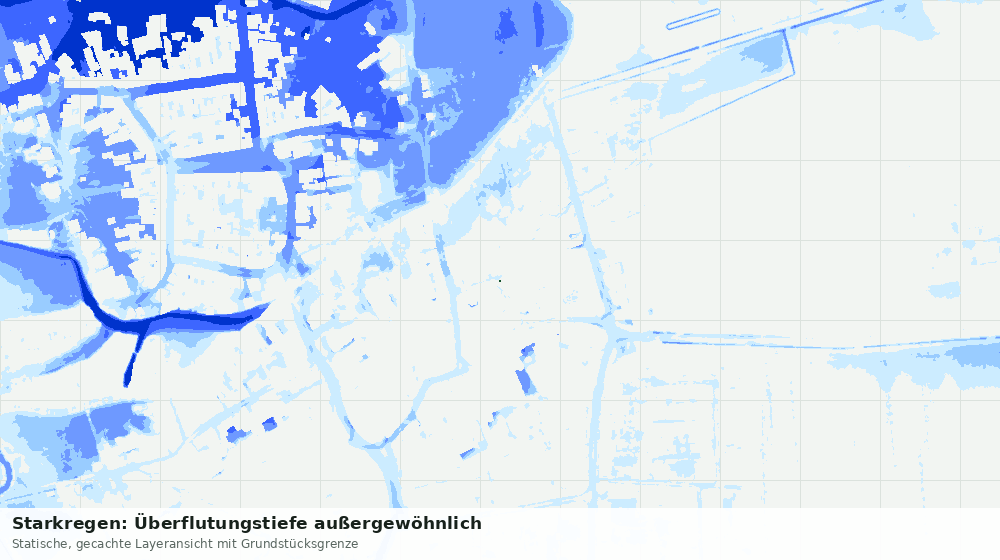 Statische Kartenansicht: Starkregen: Überflutungstiefe außergewöhnlich
