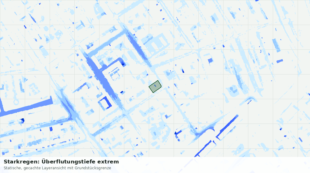 Statische Kartenansicht: Starkregen: Überflutungstiefe extrem