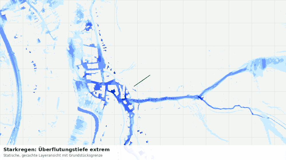 Statische Kartenansicht: Starkregen: Überflutungstiefe extrem
