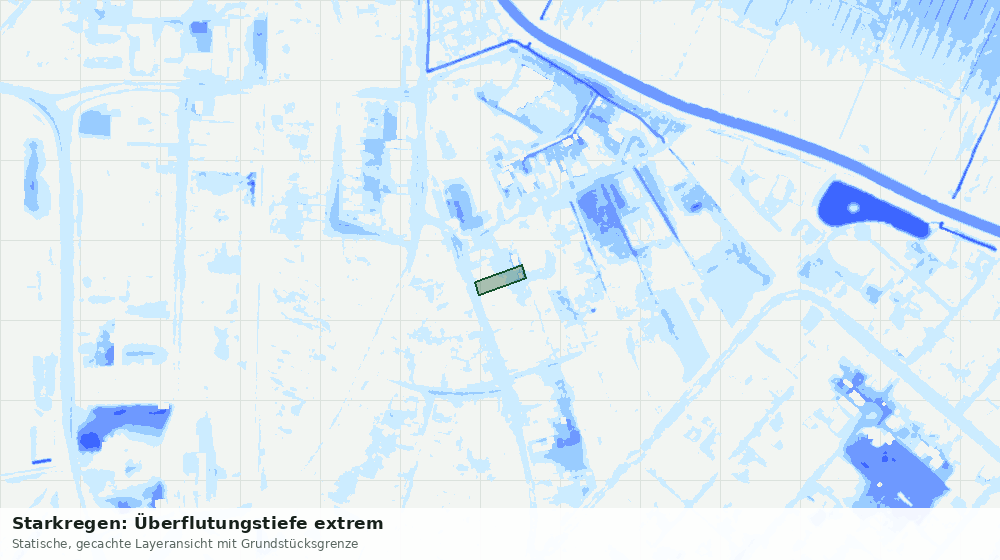Statische Kartenansicht: Starkregen: Überflutungstiefe extrem