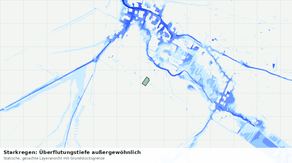 Statische Kartenansicht: Starkregen: Überflutungstiefe außergewöhnlich