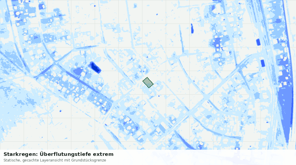 Statische Kartenansicht: Starkregen: Überflutungstiefe extrem
