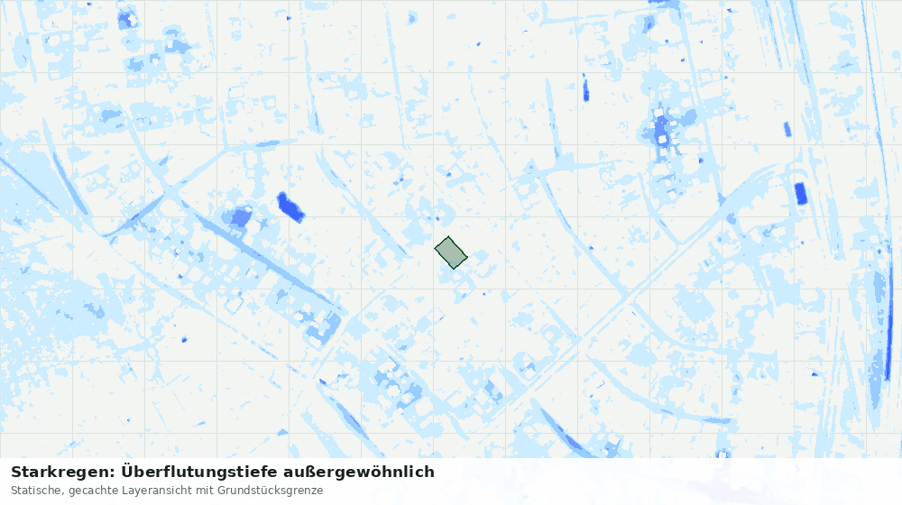 Statische Kartenansicht: Starkregen: Überflutungstiefe außergewöhnlich
