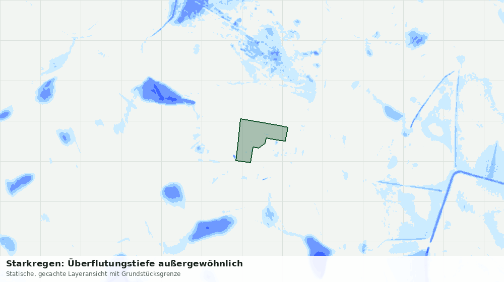 Statische Kartenansicht: Starkregen: Überflutungstiefe außergewöhnlich