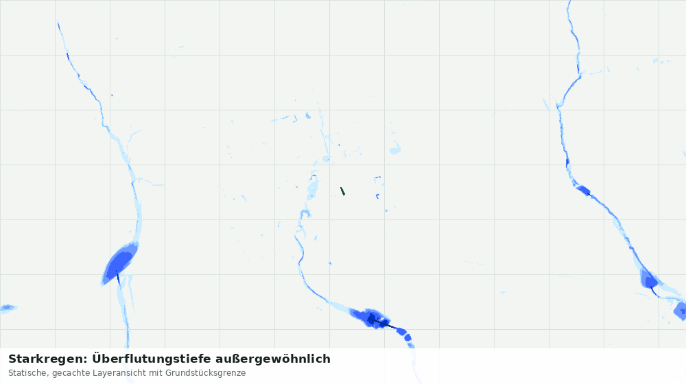 Statische Kartenansicht: Starkregen: Überflutungstiefe außergewöhnlich