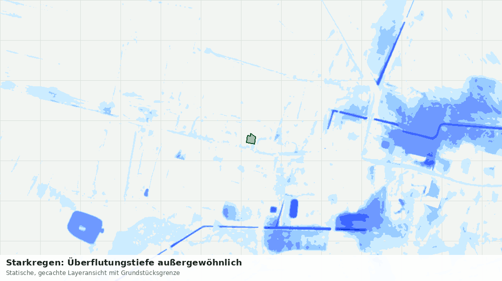 Statische Kartenansicht: Starkregen: Überflutungstiefe außergewöhnlich