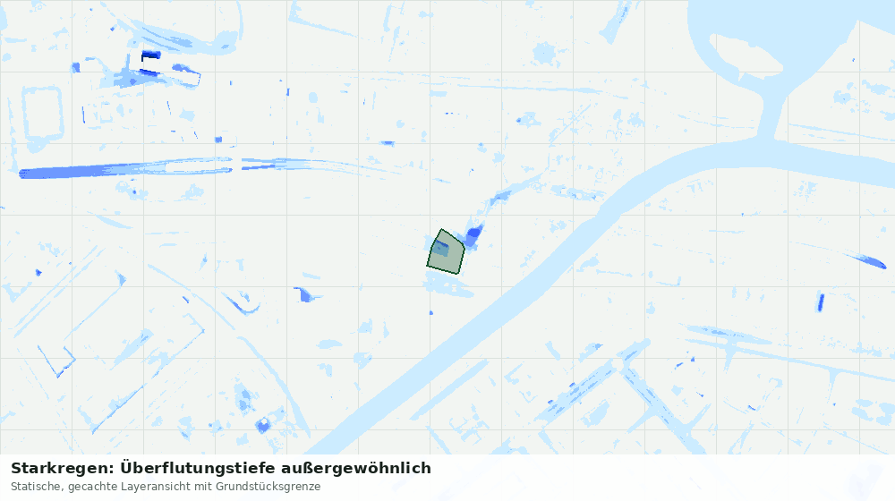 Statische Kartenansicht: Starkregen: Überflutungstiefe außergewöhnlich