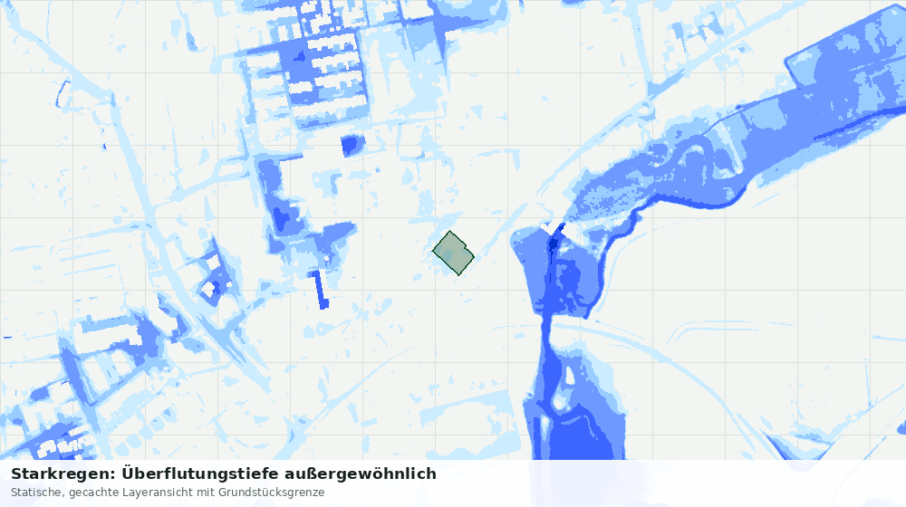 Statische Kartenansicht: Starkregen: Überflutungstiefe außergewöhnlich