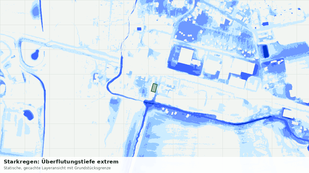 Statische Kartenansicht: Starkregen: Überflutungstiefe extrem