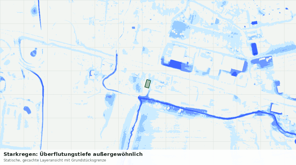 Statische Kartenansicht: Starkregen: Überflutungstiefe außergewöhnlich