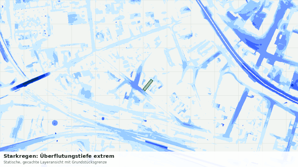 Statische Kartenansicht: Starkregen: Überflutungstiefe extrem