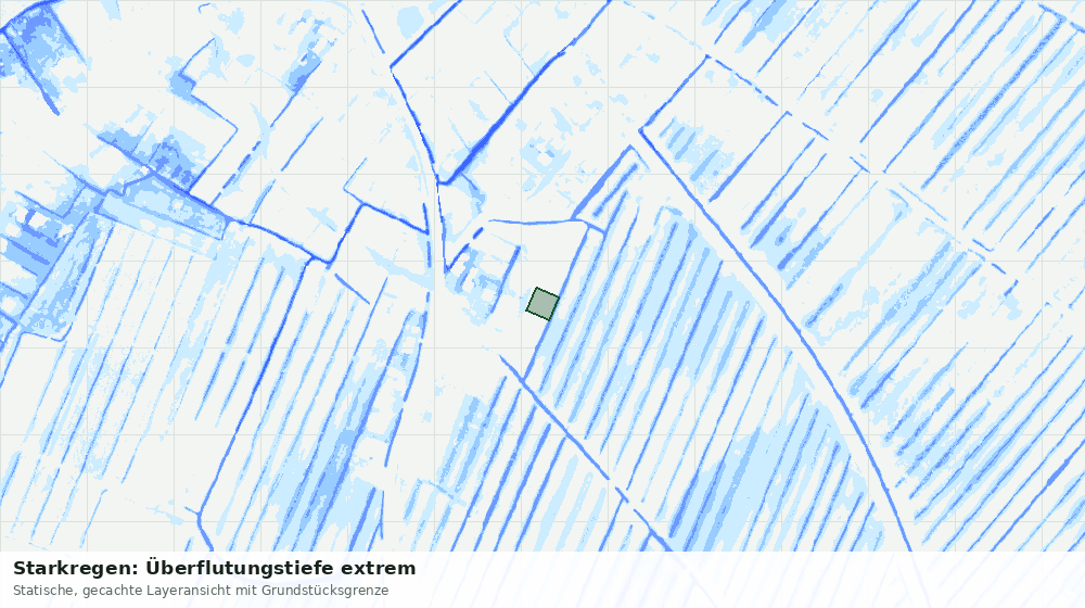 Statische Kartenansicht: Starkregen: Überflutungstiefe extrem