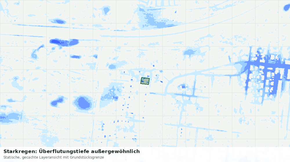 Statische Kartenansicht: Starkregen: Überflutungstiefe außergewöhnlich