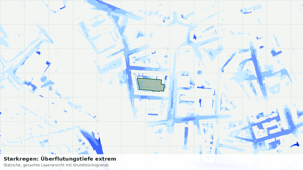 Statische Kartenansicht: Starkregen: Überflutungstiefe extrem