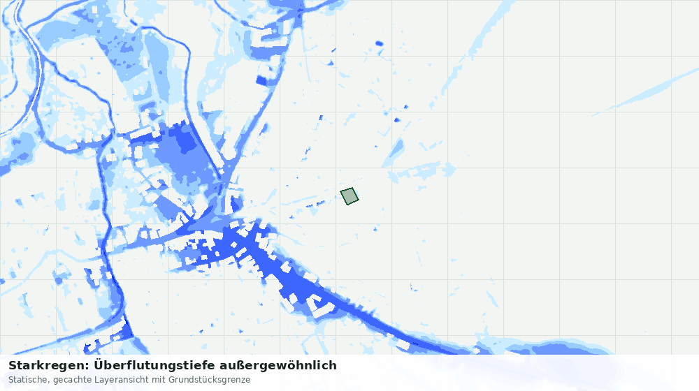 Statische Kartenansicht: Starkregen: Überflutungstiefe außergewöhnlich