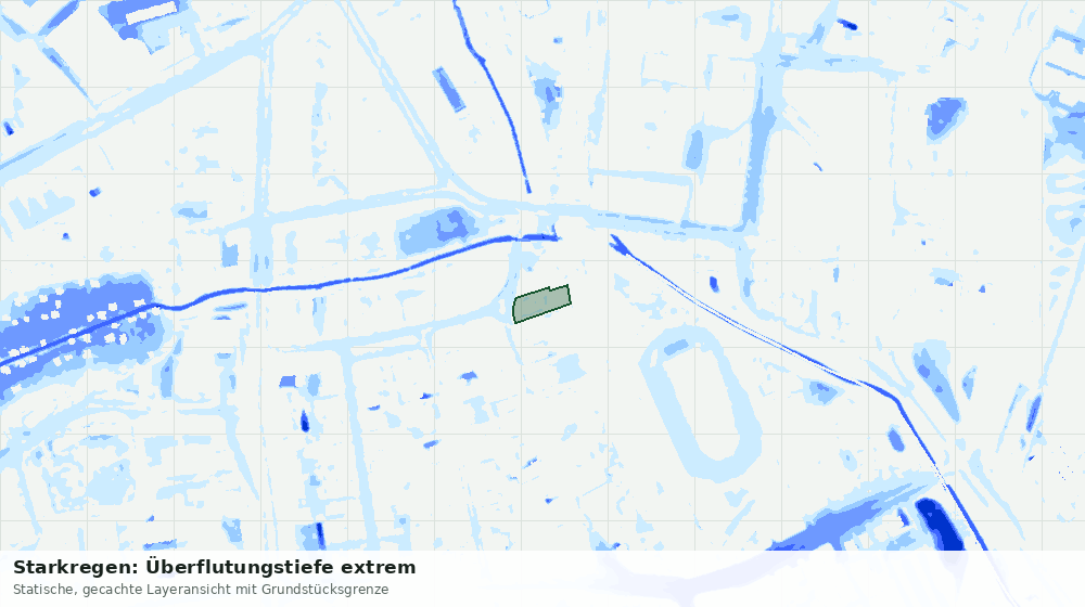Statische Kartenansicht: Starkregen: Überflutungstiefe extrem