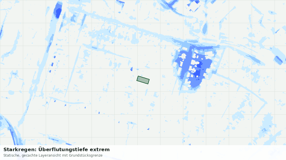 Statische Kartenansicht: Starkregen: Überflutungstiefe extrem
