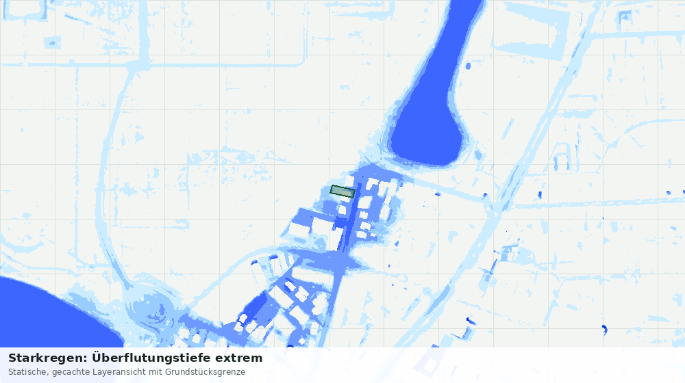 Statische Kartenansicht: Starkregen: Überflutungstiefe extrem