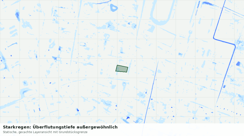 Statische Kartenansicht: Starkregen: Überflutungstiefe außergewöhnlich