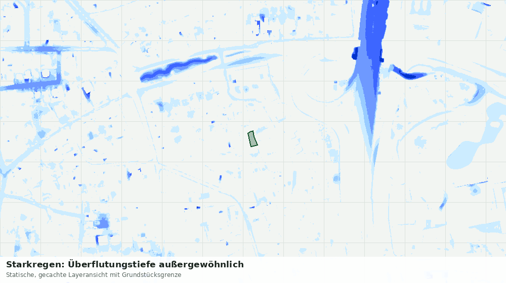 Statische Kartenansicht: Starkregen: Überflutungstiefe außergewöhnlich