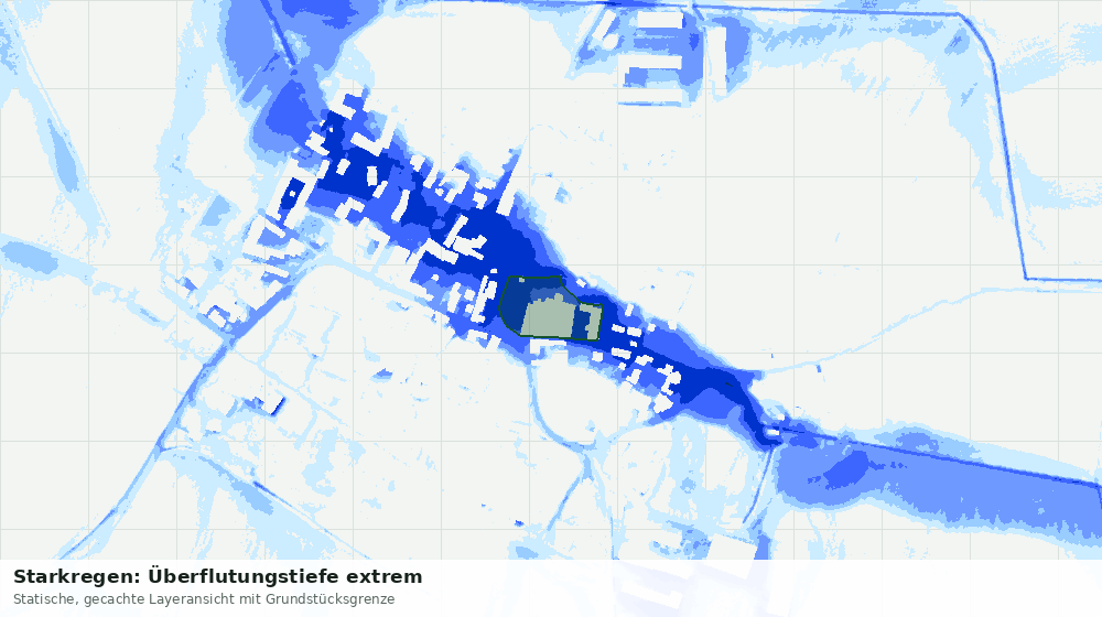 Statische Kartenansicht: Starkregen: Überflutungstiefe extrem