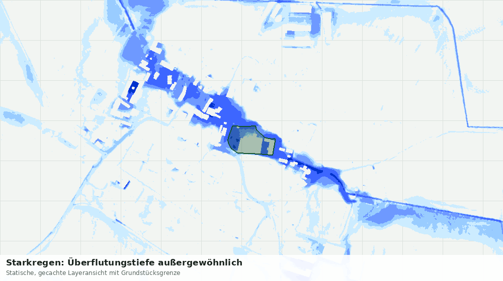 Statische Kartenansicht: Starkregen: Überflutungstiefe außergewöhnlich