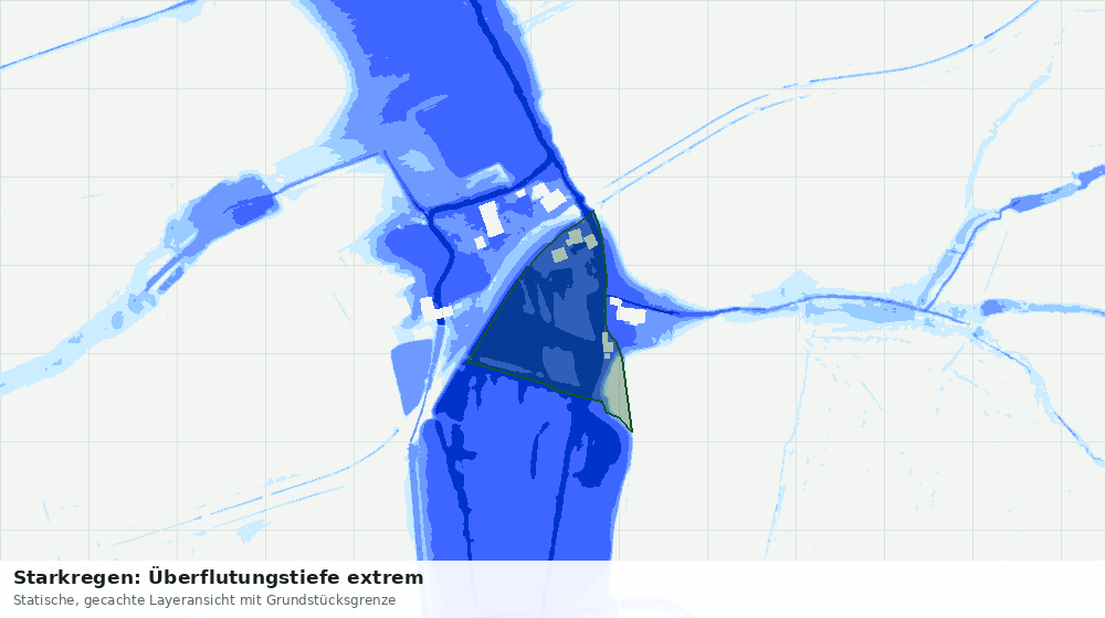 Statische Kartenansicht: Starkregen: Überflutungstiefe extrem