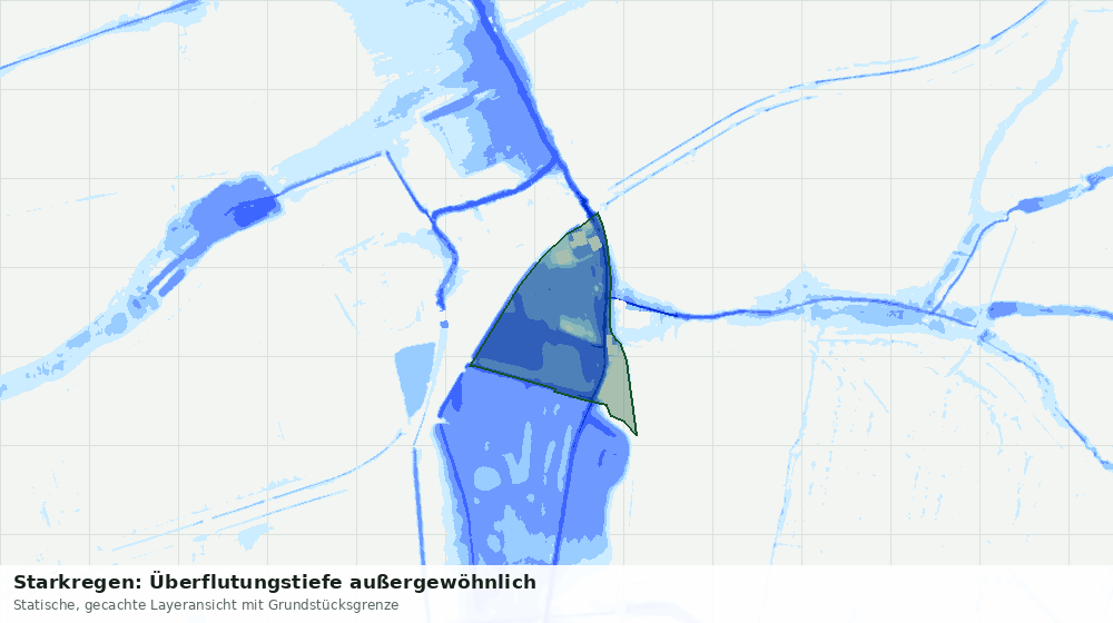 Statische Kartenansicht: Starkregen: Überflutungstiefe außergewöhnlich