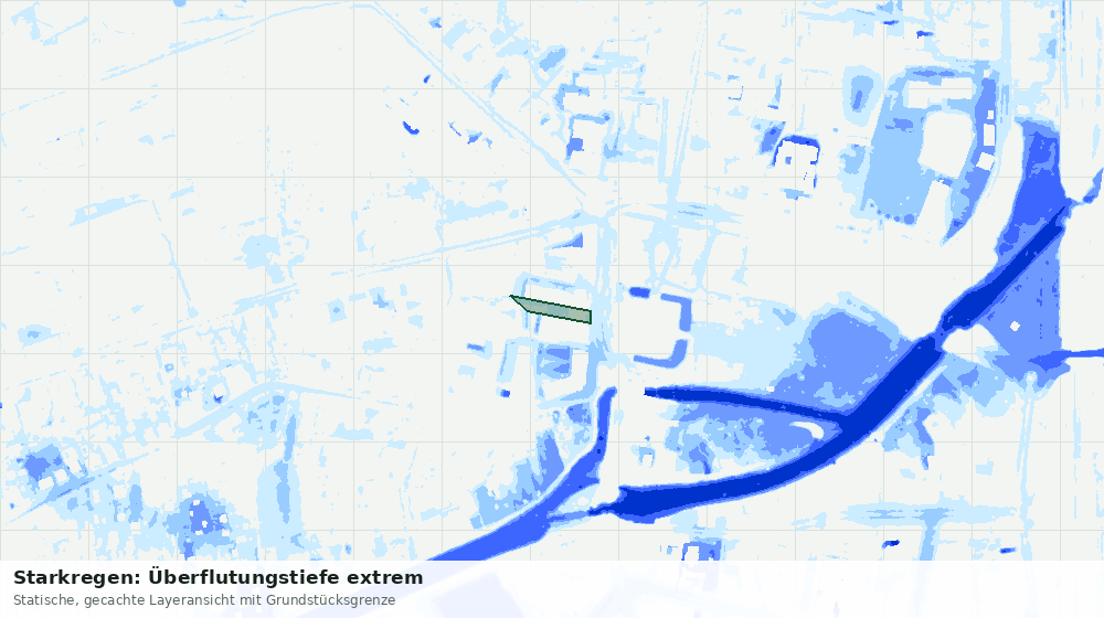 Statische Kartenansicht: Starkregen: Überflutungstiefe extrem