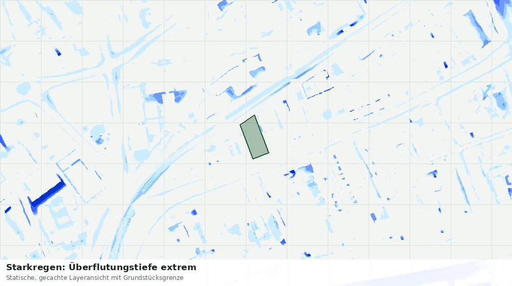 Statische Kartenansicht: Starkregen: Überflutungstiefe extrem