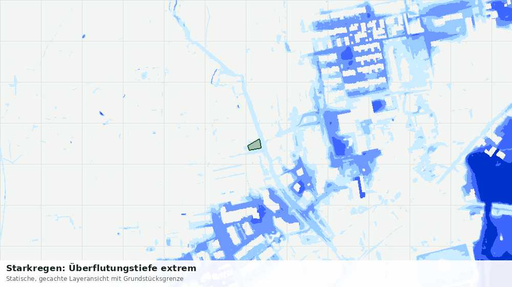Statische Kartenansicht: Starkregen: Überflutungstiefe extrem