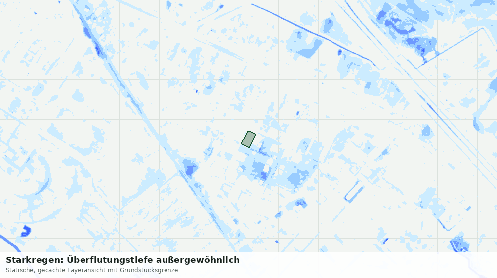Statische Kartenansicht: Starkregen: Überflutungstiefe außergewöhnlich