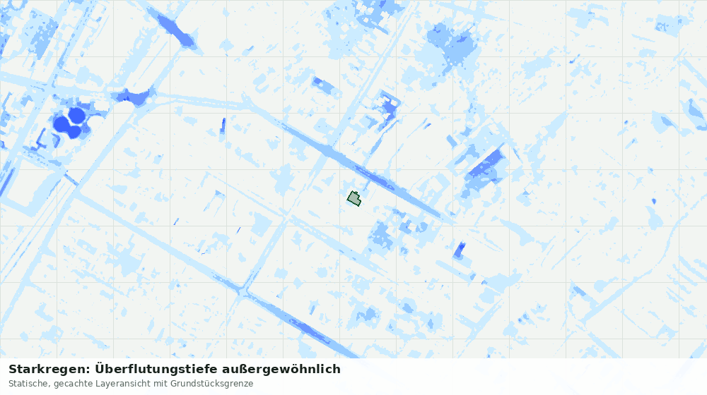 Statische Kartenansicht: Starkregen: Überflutungstiefe außergewöhnlich