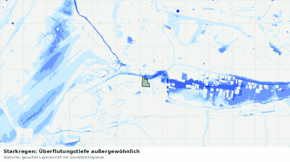 Statische Kartenansicht: Starkregen: Überflutungstiefe außergewöhnlich