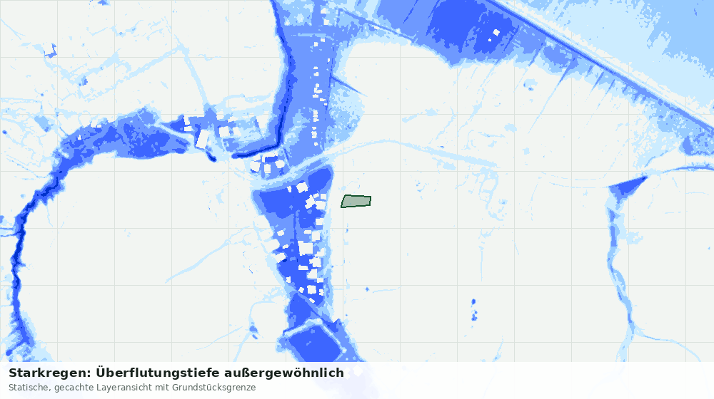 Statische Kartenansicht: Starkregen: Überflutungstiefe außergewöhnlich